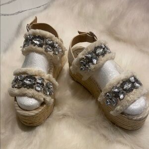 Zara Cream and Silver Crystal Sandals